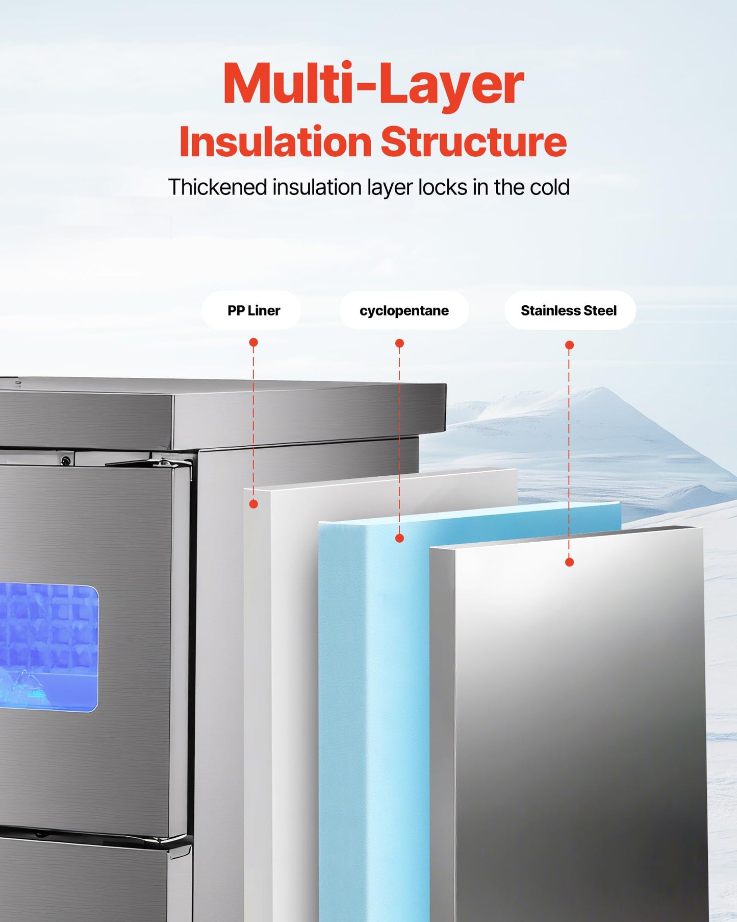 VEVOR Commercial Ice Maker Machine, 330 lbs/24H Stainless Steel Ice Machine with Worktop, 88 lbs Storage & 144 Cubes/Cycle, Self-Cleaning Freestanding Ice-Making for Home Bar Office Restaurant Kitchen