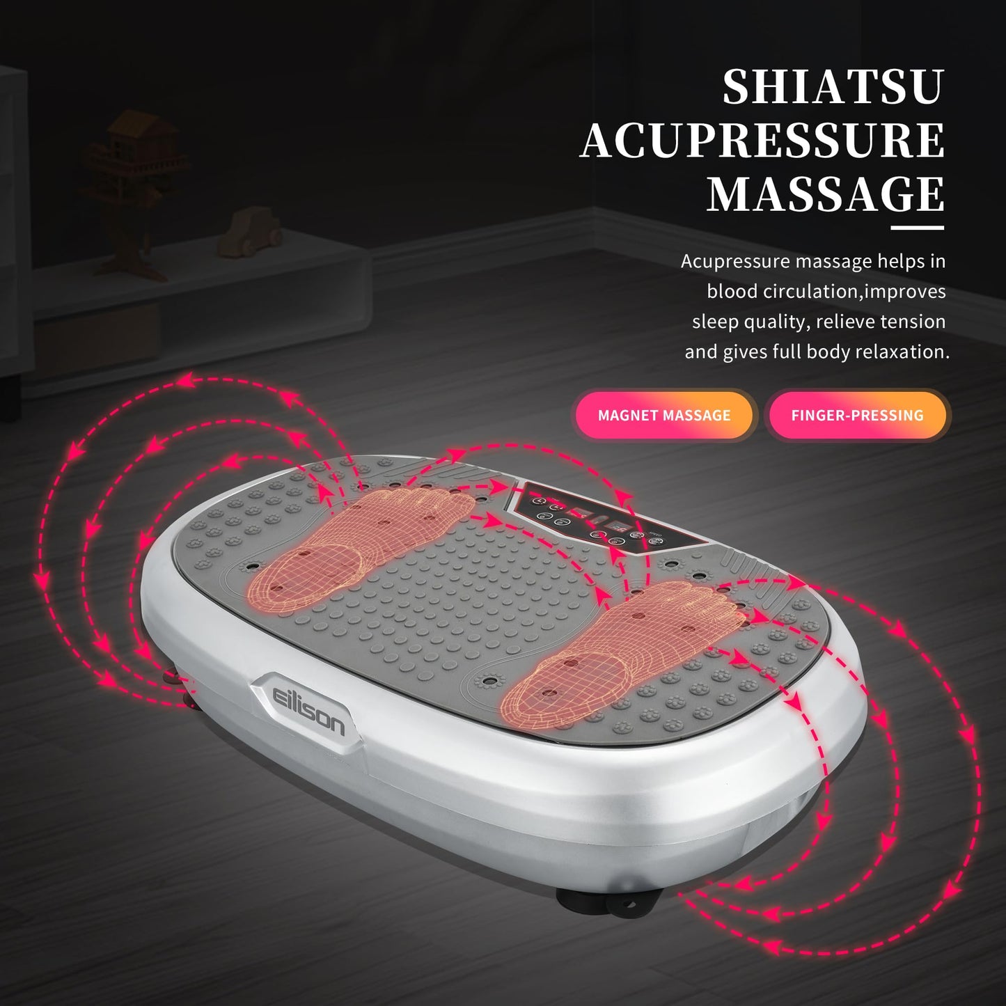 EILISON FitMaxx 3D XL Vibration Plate Exercise Machine - Whole Body Workout Vibration Platform w/Loop Bands - Lymphatic Drainage Machine for Weight Loss, Shaping, Recovery (Fitpro Silver)