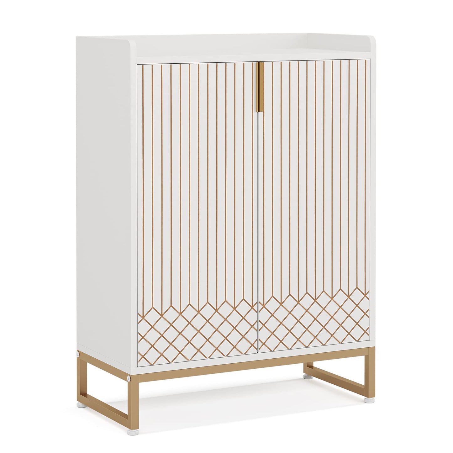 Tribesigns Shoe Cabinet with Doors, 5 Tiers Shoe Storage Cabinet for Entryway, 25 Pairs Wooden Shoe Cabinets, Modern Shoe Organizer Storage for Living Room, Bedroom, Hallway, Closet, White