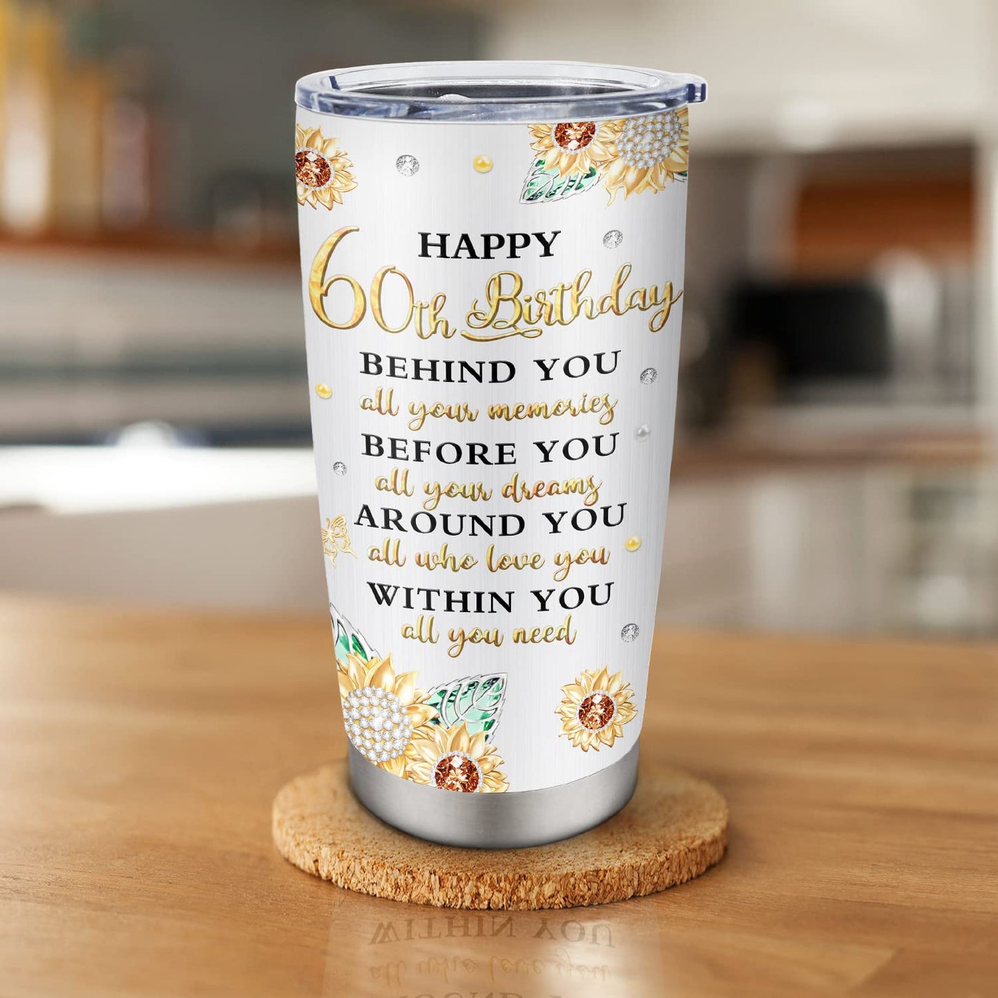 Biomlon 60th Birthday Gifts for Women Tumbler 20oz, Happy 60th Birthday Decorations, 60 Year Old Gifts for Women/Her/Mom/Grandma