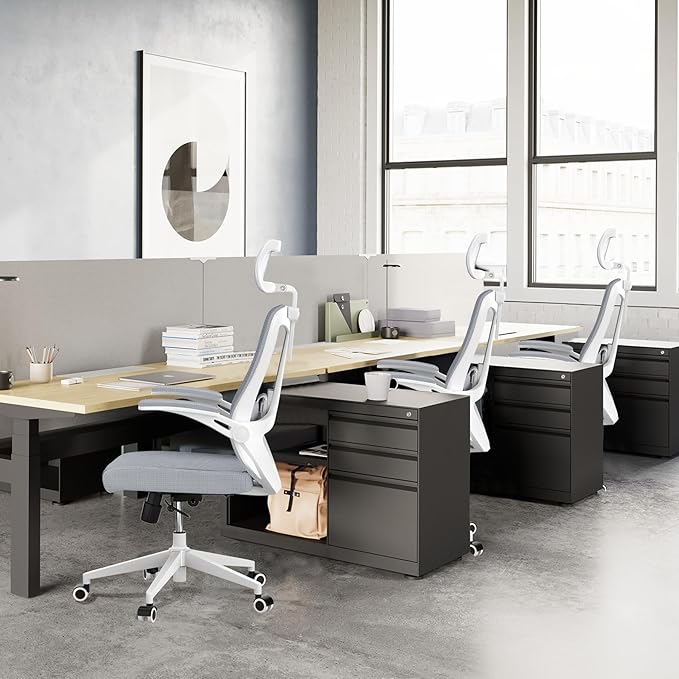 balmstar Office Chair,Ergonomic Comfy Home Desk Chair with 350LBS Capacity,High Back Gaming Chair with Wheels,Mesh Computer Chair,Lumbar Support, Adjustable Headrest,Flip-up Armrest