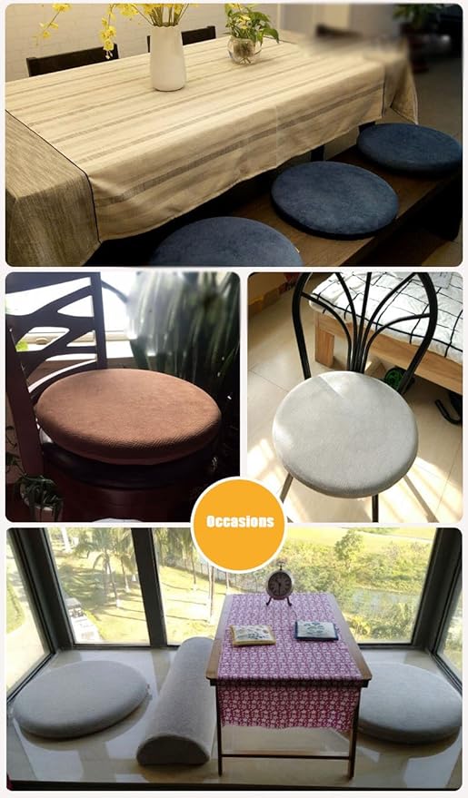 Sigmat Memory Foam Seat Cushion Anti-Slip Soft Round Stool Cushion Chair Pad 20 Inch Coffee