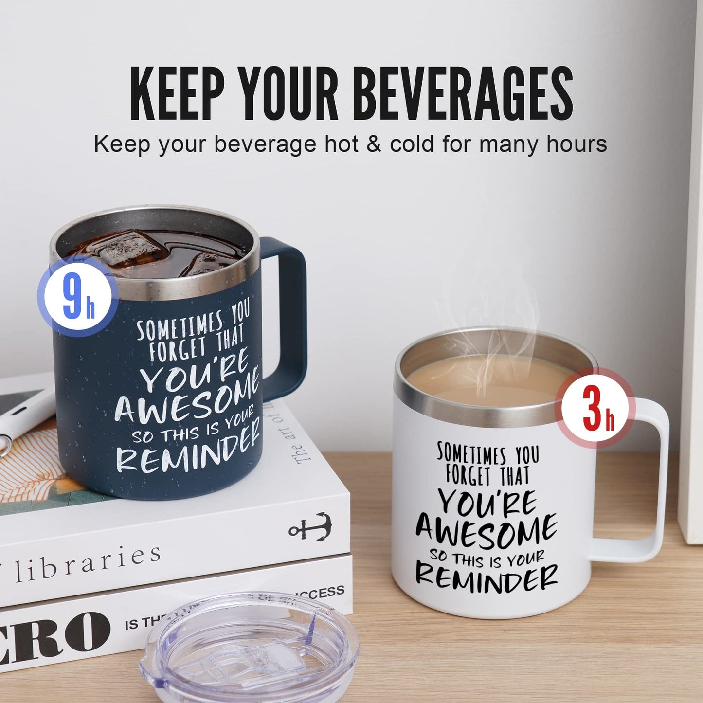 NOWWISH Birthday Gifts for Men - Awesome Coffee Mug, Inspirational & Holiday Presents for Men Him Boyfriend Husband, 14oz Navy Blue