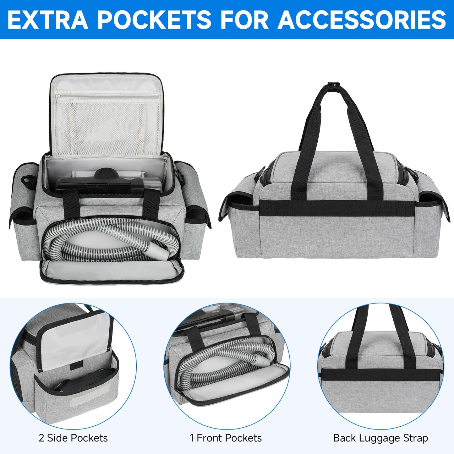 CPAP Travel Bag Compatible with ResMed AirSense 11,AirSense 10,AirSense 10 elite,AirStart 10,Philip Dreamstation,3B Medical Luna G3,XT Fit,Portable Carrying Case Fits for CPAP Machine and Accessories