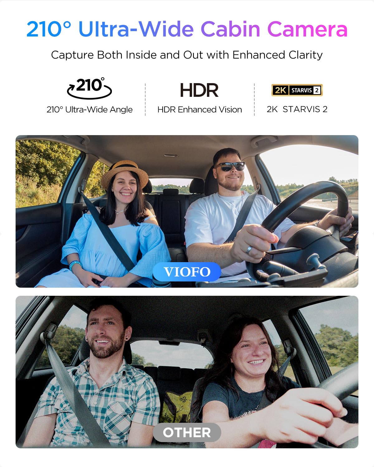 Viofo A329S 4K 3 Channel Dash Cam, 4K Front + 2K Cabin Fisheye (210) + 2K Rear, Power Saving Parking Mode, Wi-Fi 6 App Control,