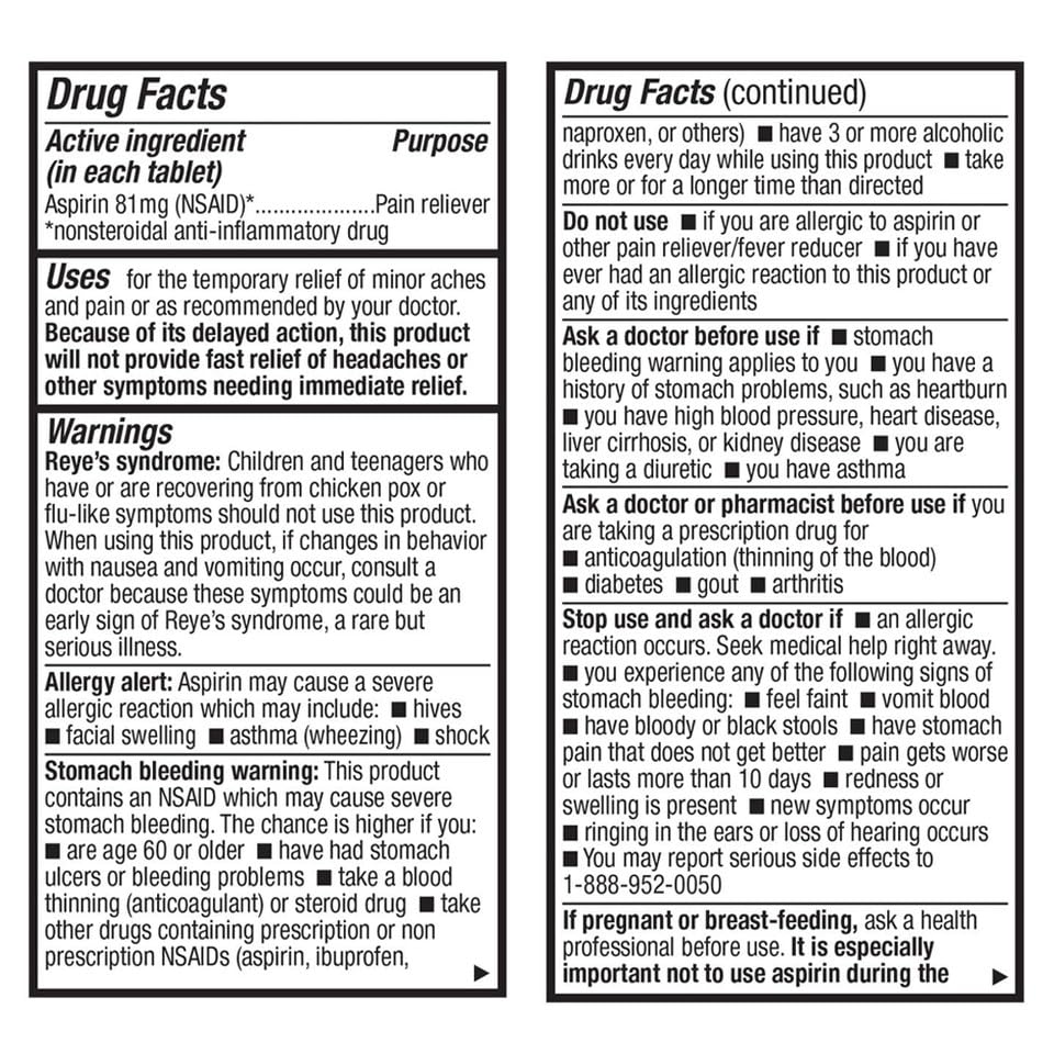 HealthA2Z Aspirin 81mg Low Strength | Enteric Coated | 24 Packs of 40 Counts (960 Tablets Total) | Value Package