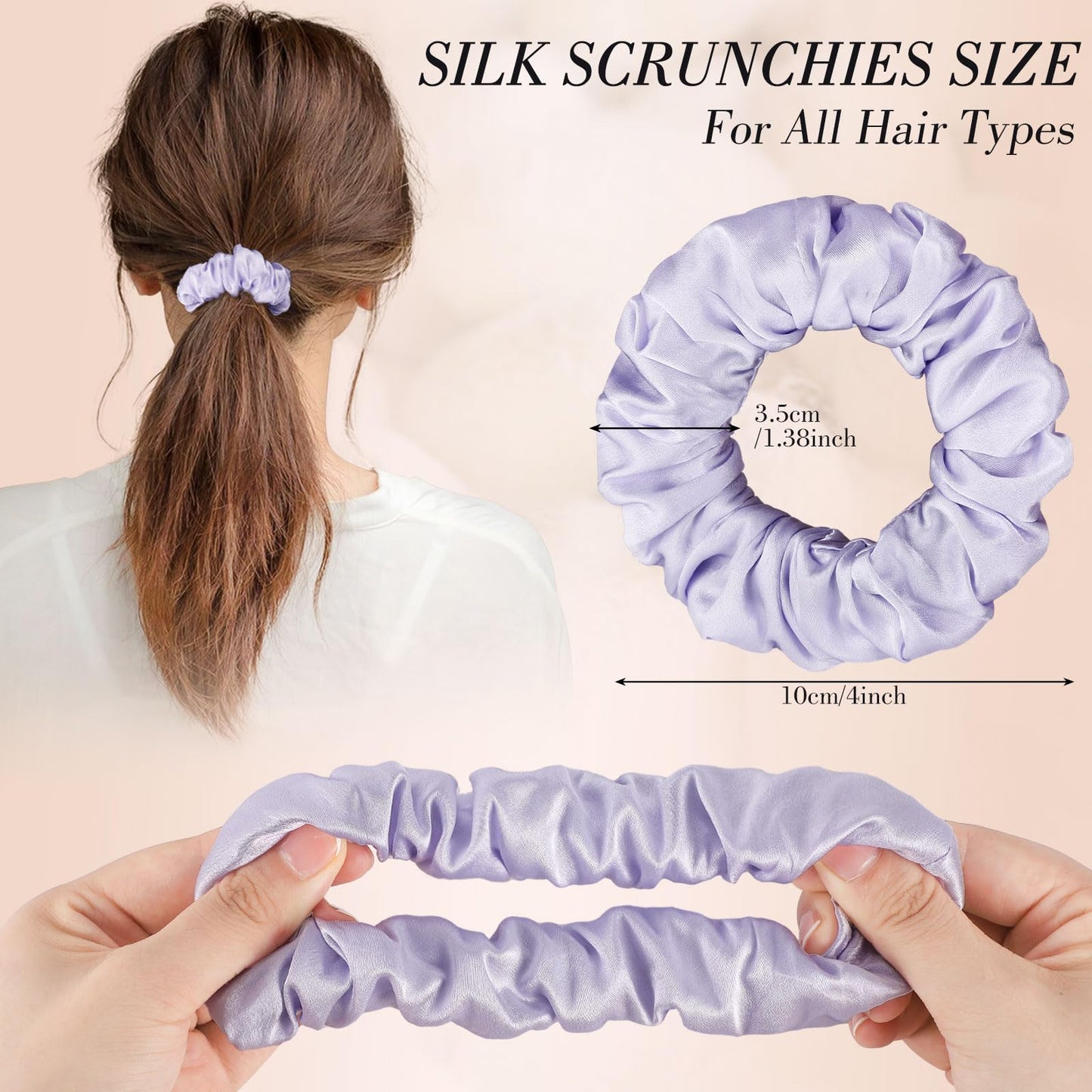 4Pcs Mulberry Silk Hair Scrunchies, Silk Hair Ties for Hair Sleep for Frizz Breakage Stocking Stuffers Gifts for Women Girls