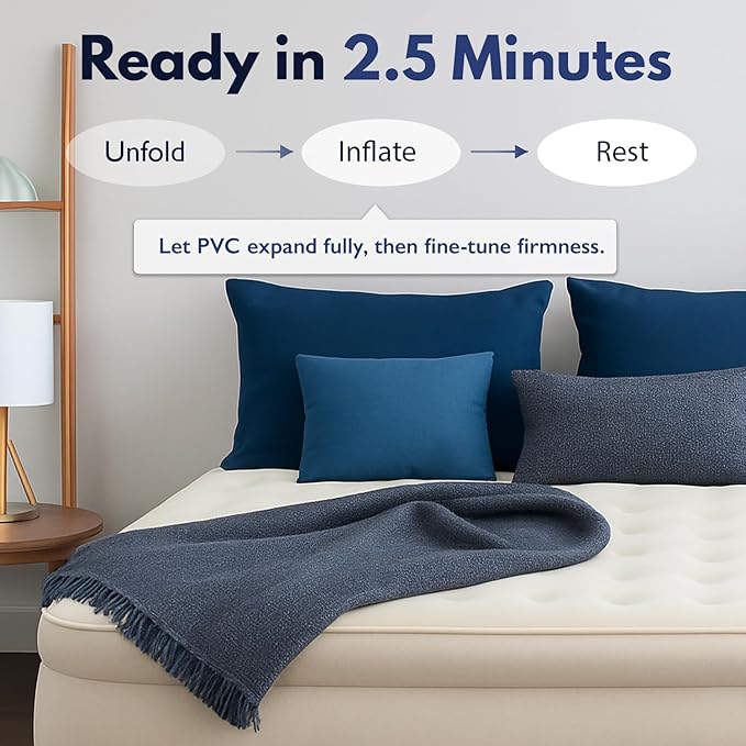 King Koil Luxury California King Air Mattress with Built-in Pump for Home, Camping & Guests - 16” King Size Inflatable Airbed Luxury Double High Adjustable Blow Up Mattress, Durable Waterproof