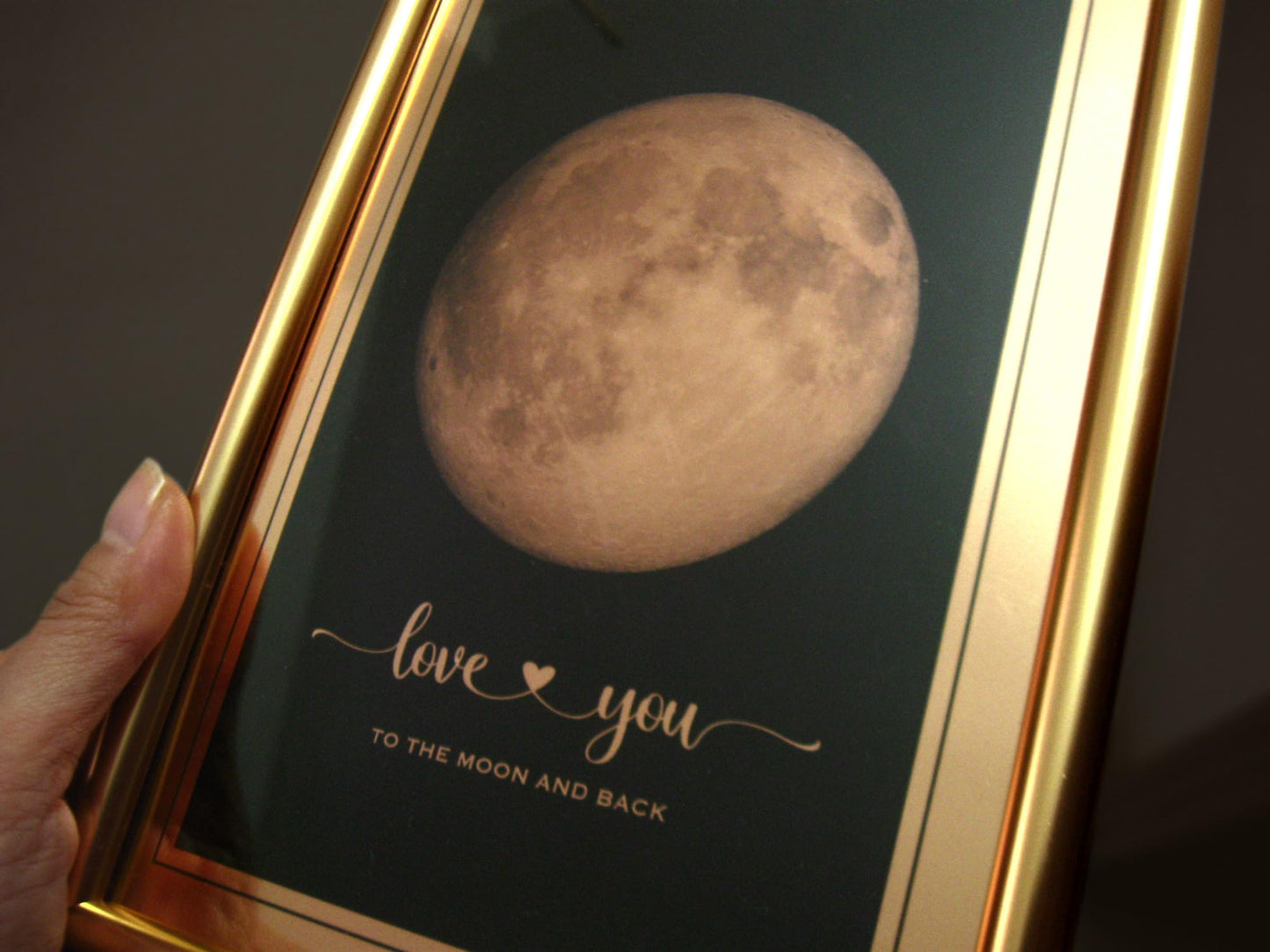 I Love You to the Moon and Back - Bronze Moon Print in Frame, Great Gift for Special Occasion, Engagement Gift, Wedding Gift, Anniversary Gift, Valentines 's Day Christmas Gift