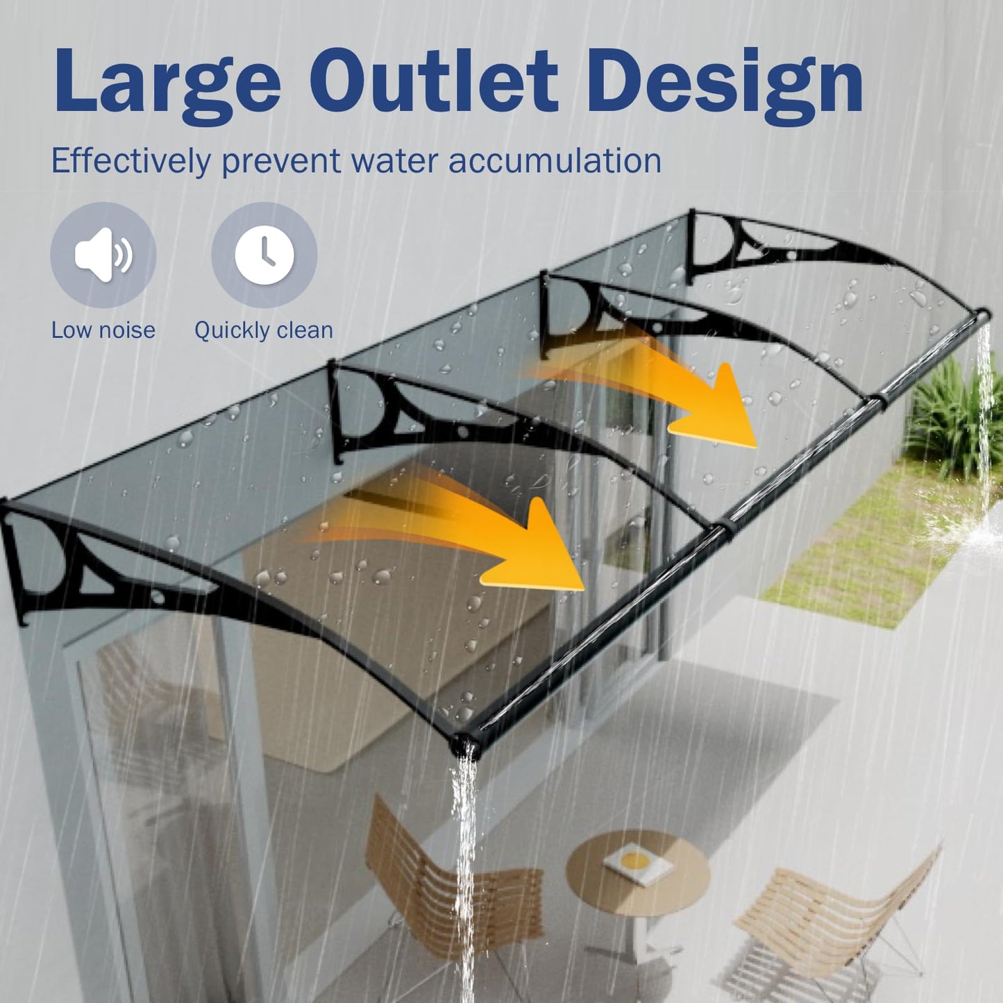 Awning for Door Entrance,Window Door Awnings Exterior, Awning with Polycarbonate Board Aluminum Bracket for Porch Patio Deck,Protect Against Light, Rain and Snow