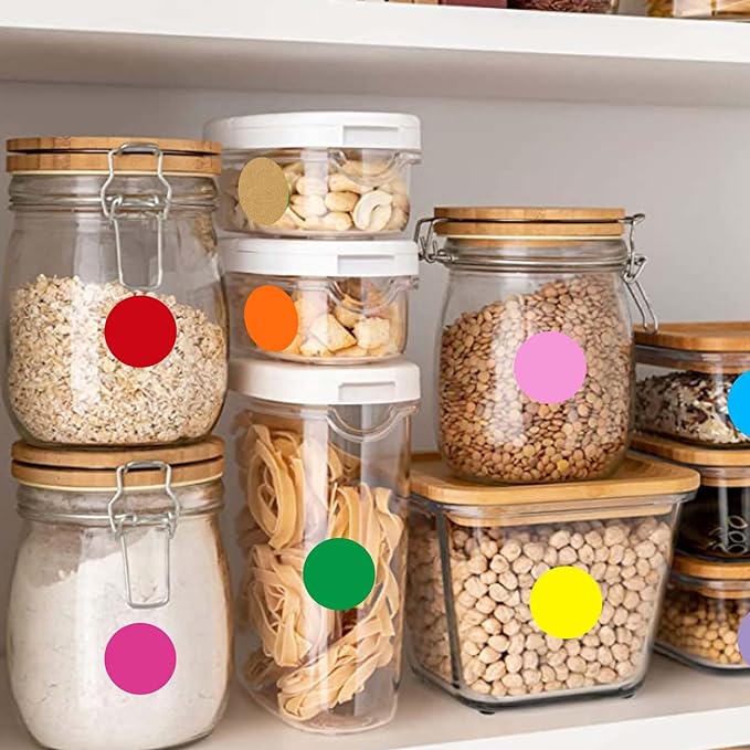 1 Inch Removable Color Code Dot Sticker Round Labels,Garage Sale Stickers Price Tags Label Blank Yard Sale Circle Dot Stickers Removable Writable Not Blurry (1080 Pack,9 Colors)