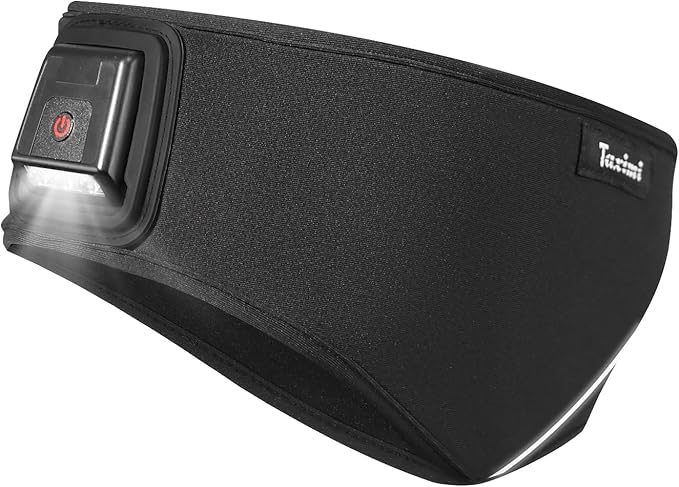 Taximi LED Ear Warmer Headband for Women and Men, Rechargeable Fleece Winter Headbands with Light for Running Cycling Skiing