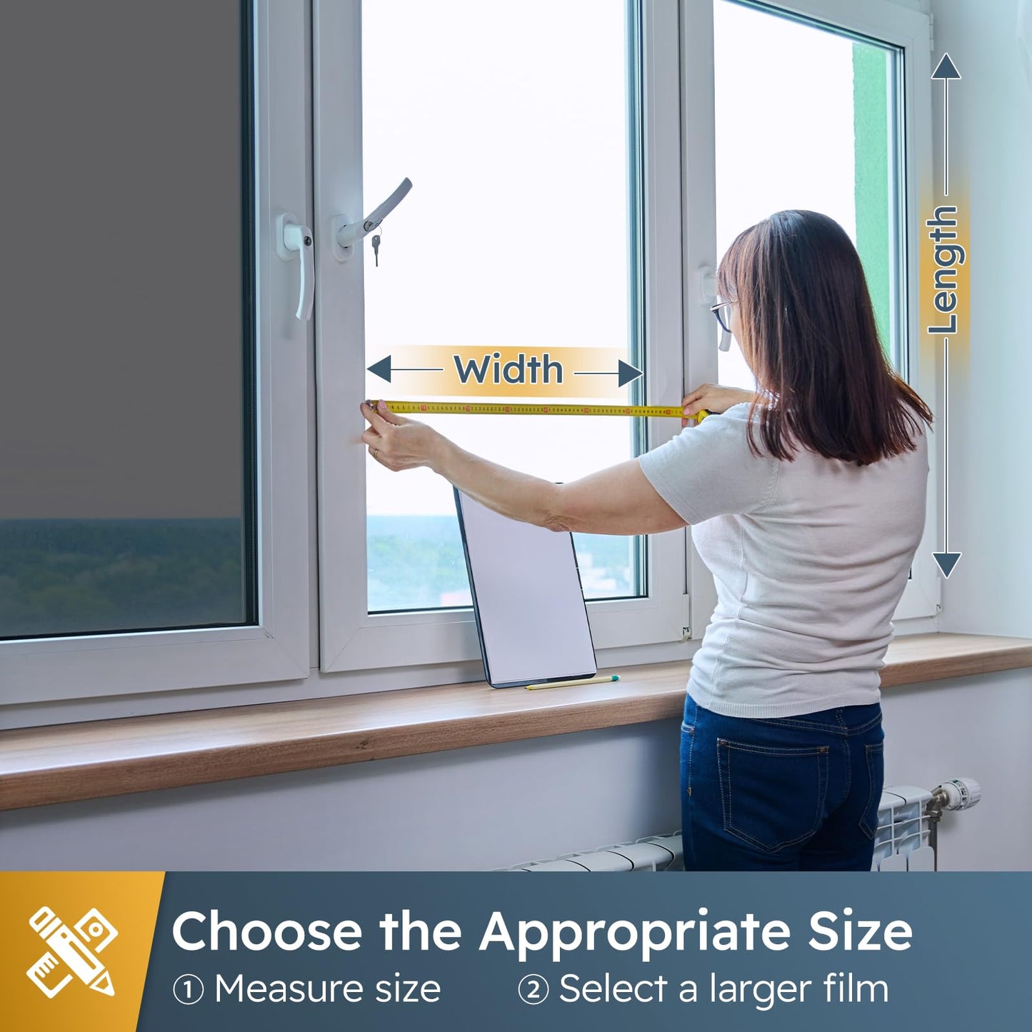 rabbitgoo One Way Window Privacy Film Window Tint for Home, Reflective Mirror Sun Blocking Heat Control UV Protection See Out Not in Office Door Covering, Black Silver, 17.5 in X 6.5 Feet