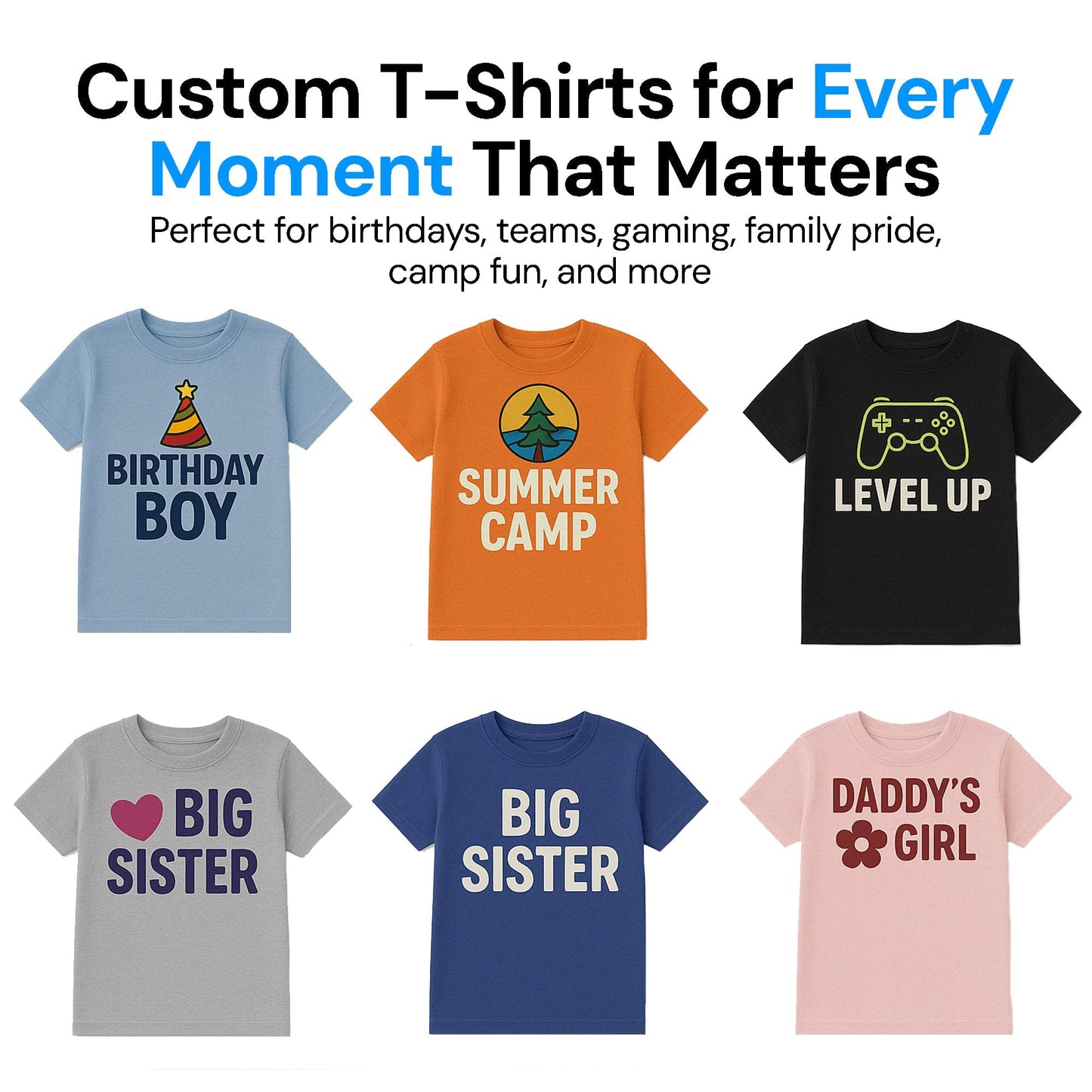 Custom Shirts for Kids Personalized Cotton T Shirts for Boys Girls Children Customized DTF Print Custom Kids Shirt Tshirt Upload Your Design X-Small Black Tshirt
