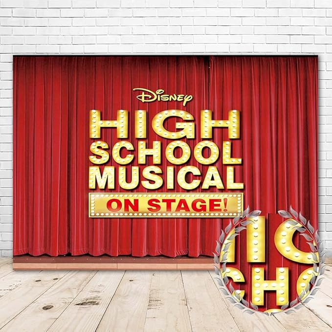 JMING High School Musical Photography Backdrop 7x5 Vinyl Red Curtain Stage Photo Background for Birthday Party Supplies Gr...