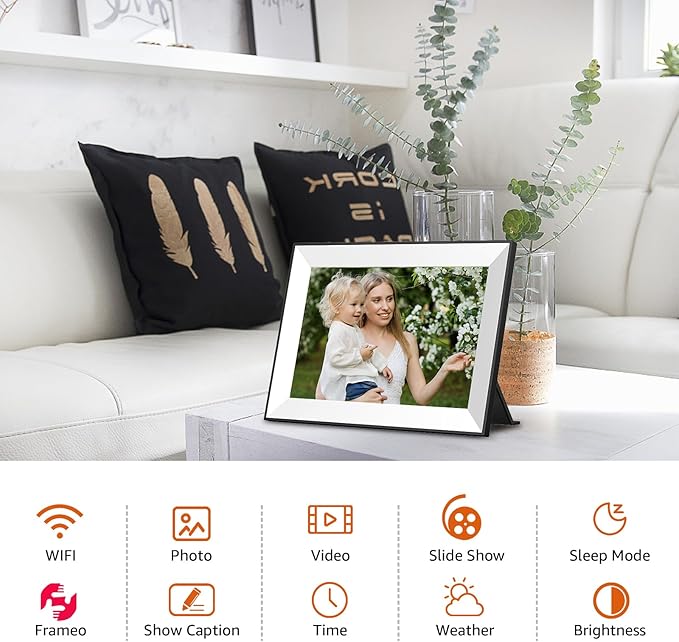 Frameo Digital Picture Frame,WiFi Digital Photo Frame with 10.1 Inch 1280x800 IPS Touch Screen,Easy Load from Phone Digital Frame,Auto Rotating Pohto/Video by Electronic Picture Frame,Best Gift…