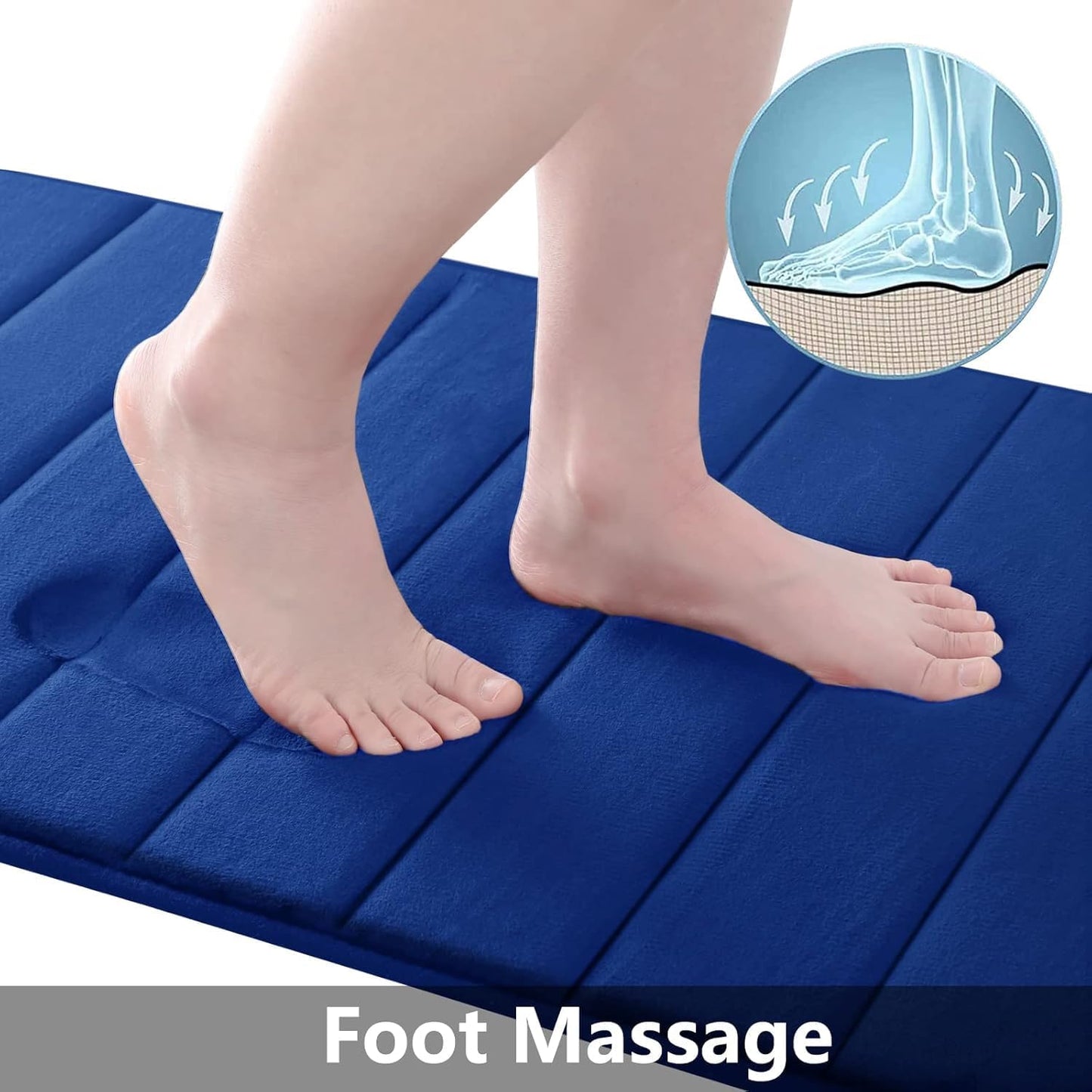 Buganda Memory Foam Bath Mat, 40" x 32", Ultra Soft and Non-Slip Bathroom Rugs, Water Absorbent and Machine Washable Bath Rug Runner for Bathroom, Shower, and Tub, Navy Blue