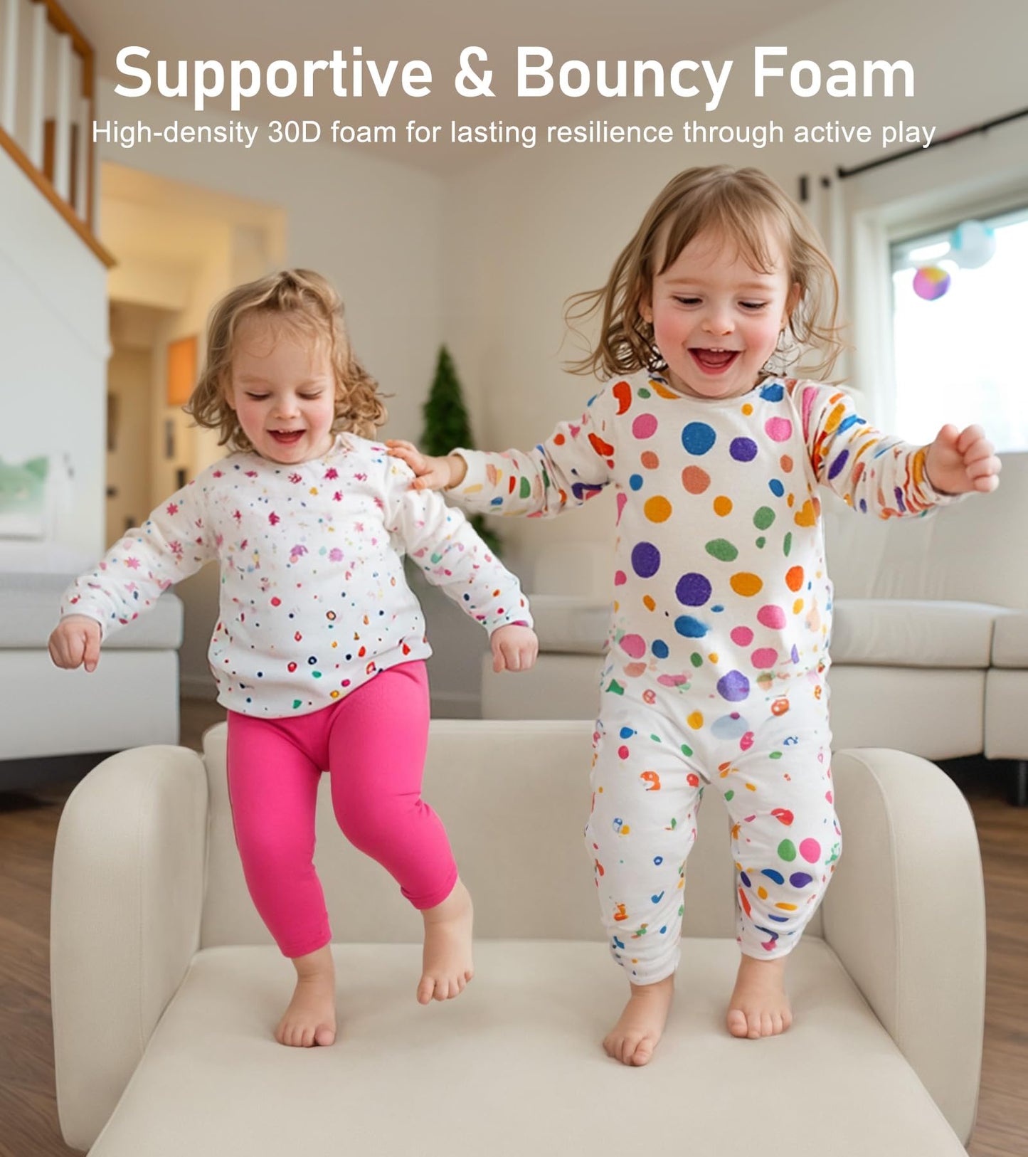 little dove 2-in-1 Convertible Kids Couch, Extra Wide Comfy Toddler Chair, Flip Out Toddler Couch, Kid Chairs with High Density Foam, Sofa Bed for Boys & Girls 3+, Beige