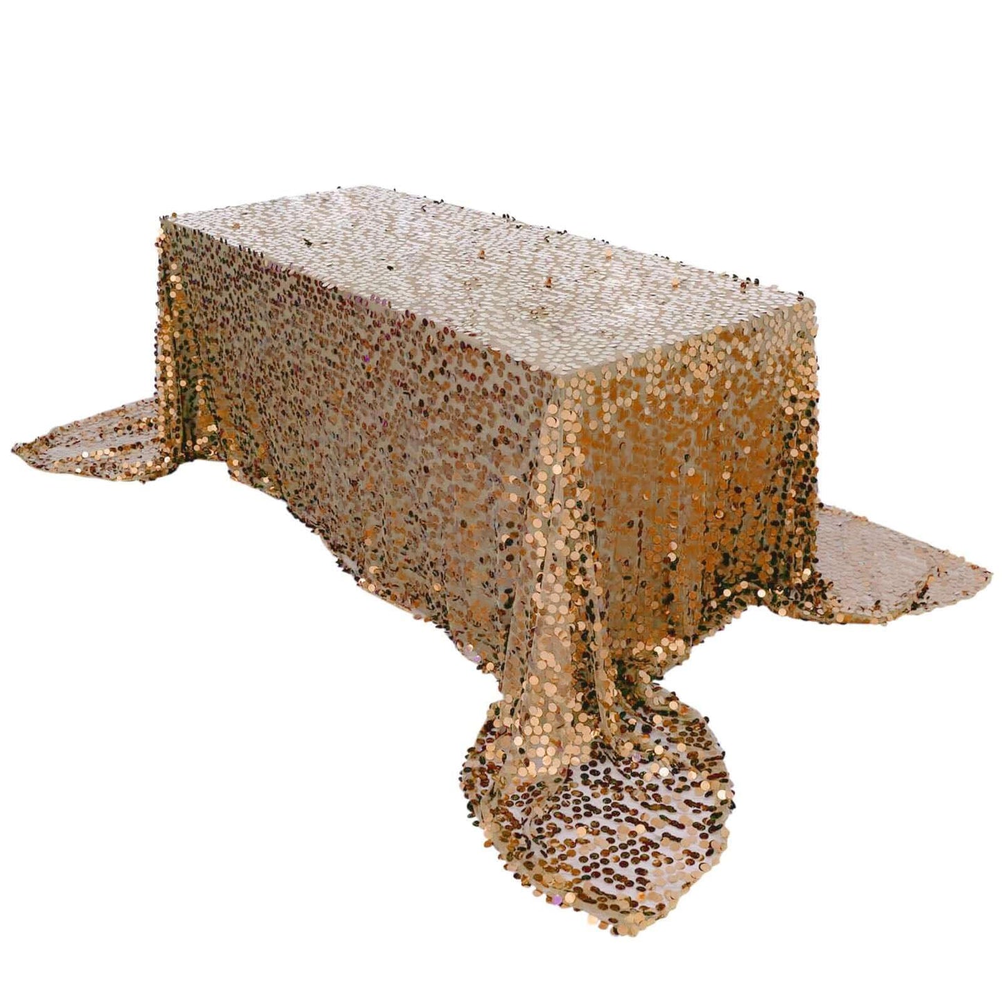 Efavormart 90X156 Gold Premium Big Payette Sparkly Sequin Rectangle Tablecloth for Wedding Party Kitchen Dining Catering Party