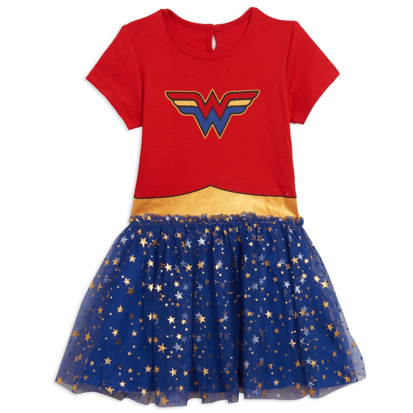 DC Comics Justice League Wonder Woman Toddler Girls Costume Dress and Headband Red/Blue 4T