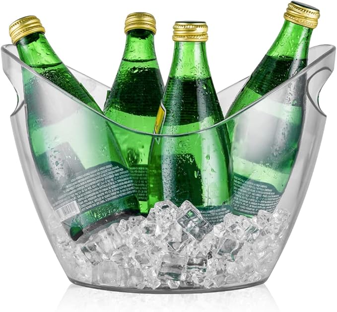 Ice Bucket Parties Wine Bucket Plastic Clear Acrylic For 8 Liter Plastic Tub Perfect for 5 Champagne, Wine or Beer Bottle...