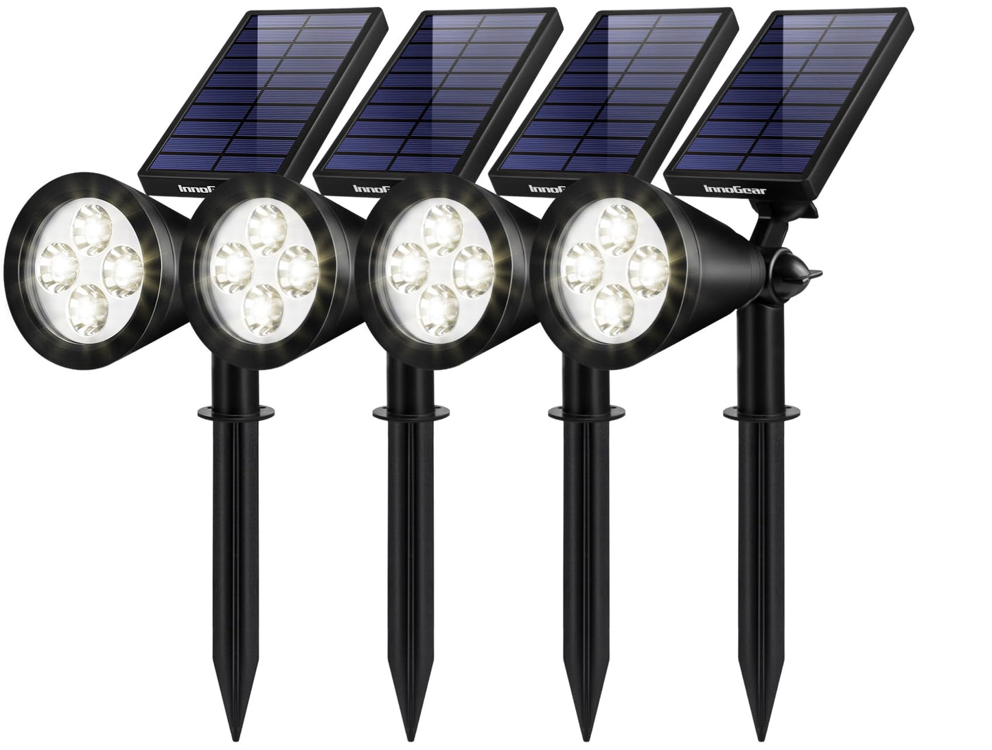 InnoGear Solar Lights Outdoor Waterproof Solar Garden Light for Outside Yard Landscape Lighting Pathway Spot Lights Spotlight Wall Light Auto On/Off, Pack of 4 (White)