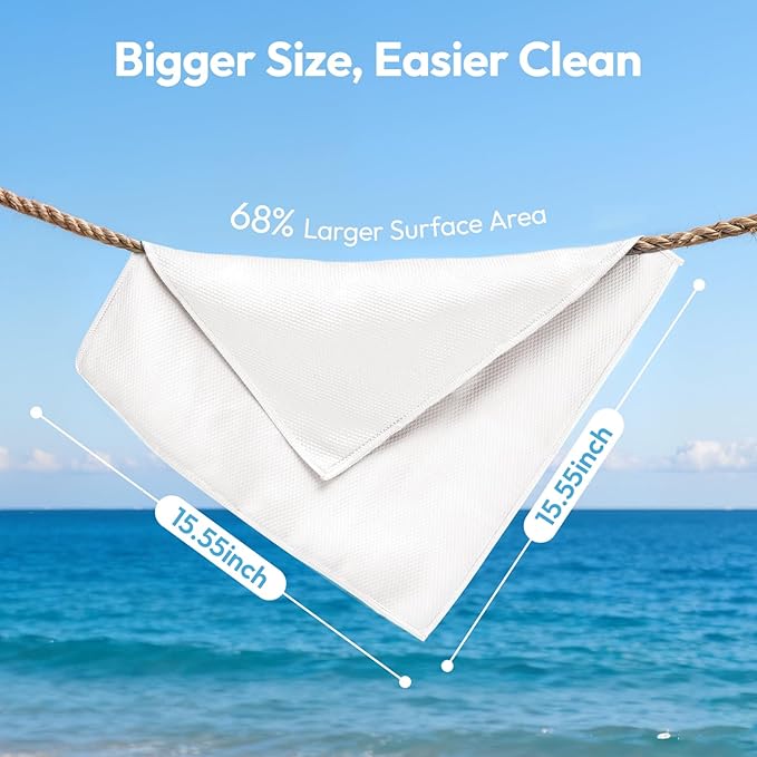 Nanoscale Microfiber Cloths 15.55”x 15.55”, Glass Window Mirror Stainless Steel Car Cleaning, Streak-Free, Lint-Free, Super Thick & Absorbent, Reusable, 6 Pack (Gray)