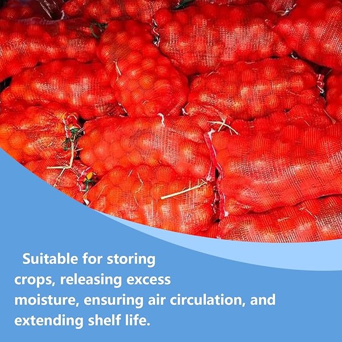 50 Pack Mesh Onion Bags, 14"×24" Reusable Vegetable Produce Bags 33LB with Drawstring for Onions Vegetables Crawfish Citrus Firewood (50, 14''*24'')