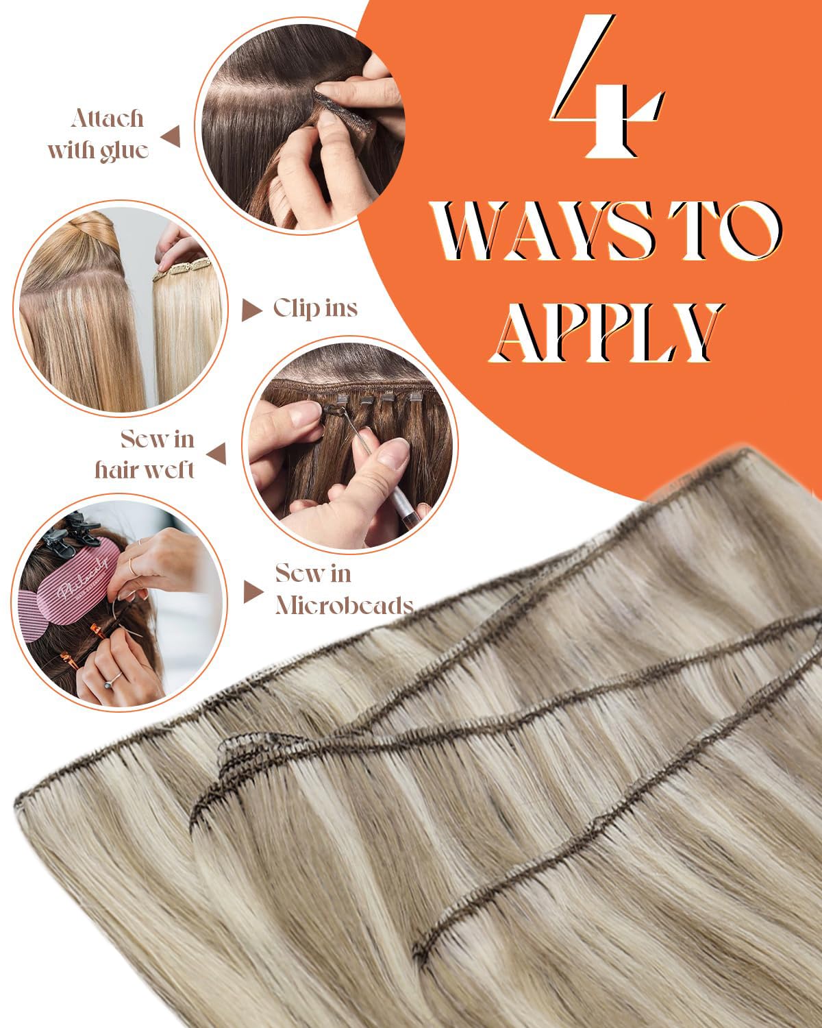 Sunny Hair Sew in Hair Extensions Real Human Hair Highlight Weft Hair Extensions Light Brown Mix Platinum Blonde Sew in Bundles