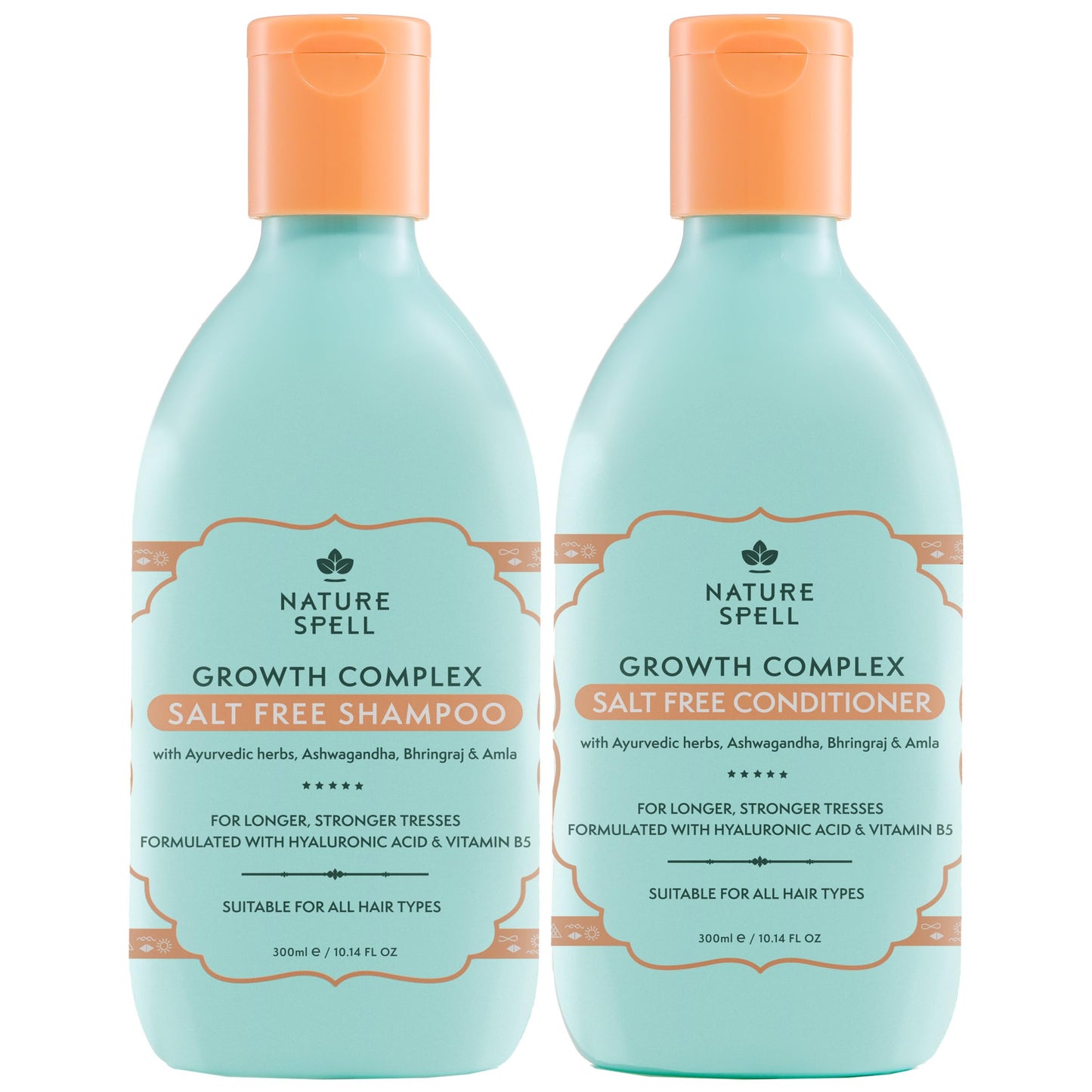 Nature Spell Hair Growth Shampoo and Conditioner Set, Improve Hair Strength & Shine, 10.14 Fl Oz x2