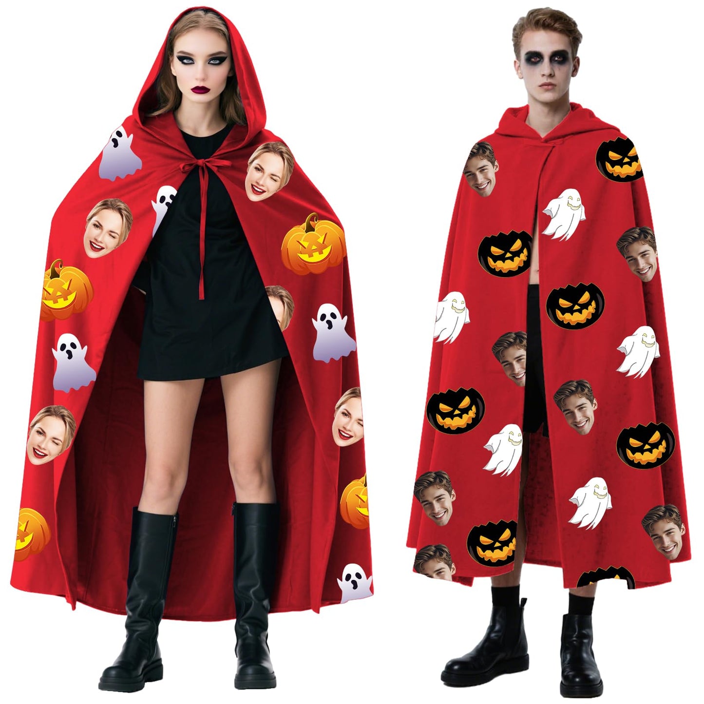 Personalized Halloween Hooded Cloak - Custom Photo Print Cape for Adults & Kids, Multiple Colors | Halloween Costumes Adult, Cloak with Hood,S-2Xl (90-180Cm) (Red)