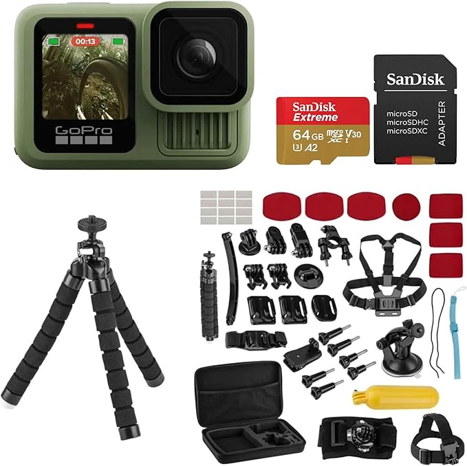 GoPro HERO13 Black - Waterproof Action Camera with 5.3K60 Video, 27MP Photo, Bundle with Froggi Extreme Sport 47-pc Access...
