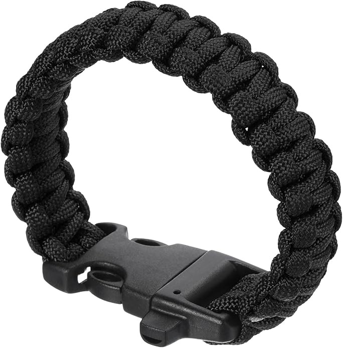 Survival Paracord Bracelets, Plaited Parachute Bracelet with Plastic Buckle Party Favors Camping Gifts Outdoor Wraps for M...