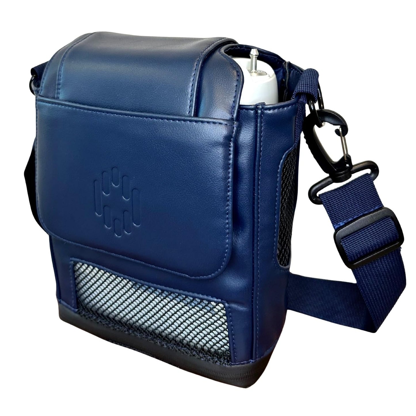 Leather Shoulder Bag for Inogen One G5 & Rove 6 – Portable Oxygen Concentrator Case Fits Single BA-500 & Double BA-516 Battery - Navy