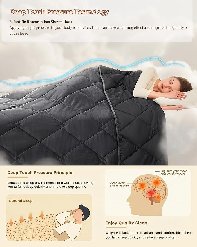 L'AGRATY Queen/King Size Weighted Blanket for Adults 20lbs, 80"x87" — Cooling Breathable Heavy Blanket with Glass Beads for Sleeping Perfect Hot Sleepers & Couples Machine Washable All-Season Grey