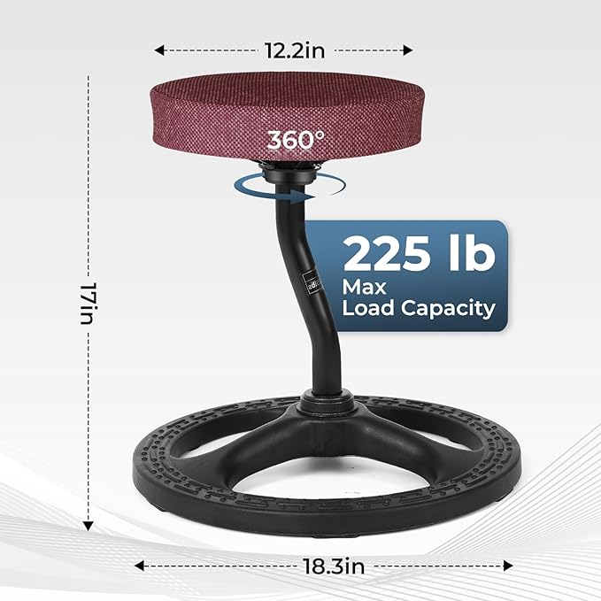 Upaloop ADHD Chair for Kids, Yoga Chairs for Adults, Wobble Stool Active Flexible Seating Desk Chair with Non-Slip Base and Washable Seat Cover for Stability, Balance, Yoga, Office, School, Classroom