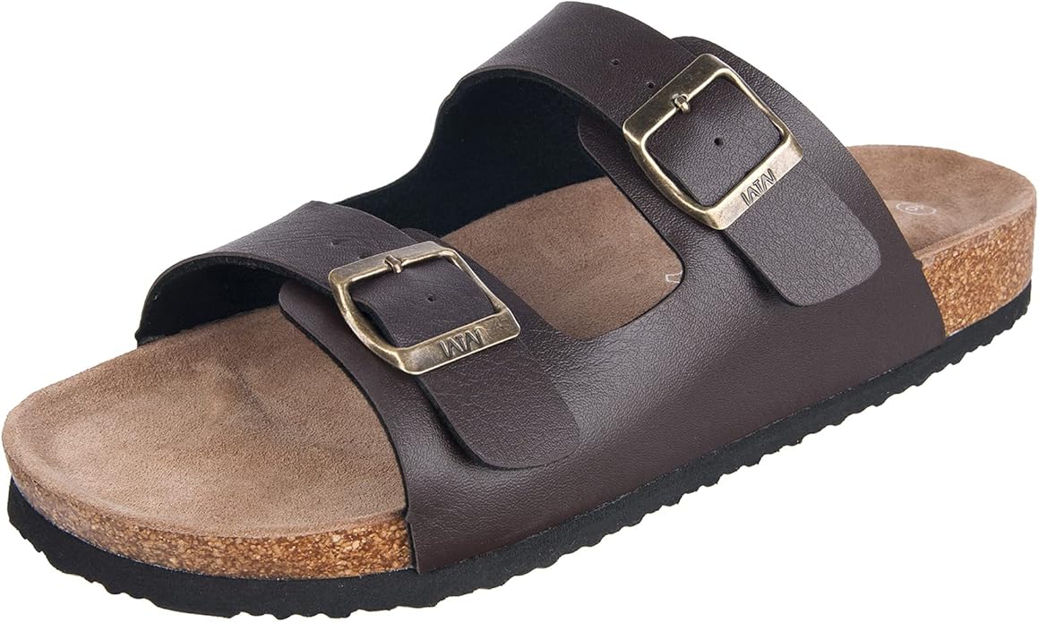 Women's Cork Footbed Sandals Cow Suede Summer Slide Sandals for Women with Adjustable Strap Buckle Open Toe Outdoor Beach ...