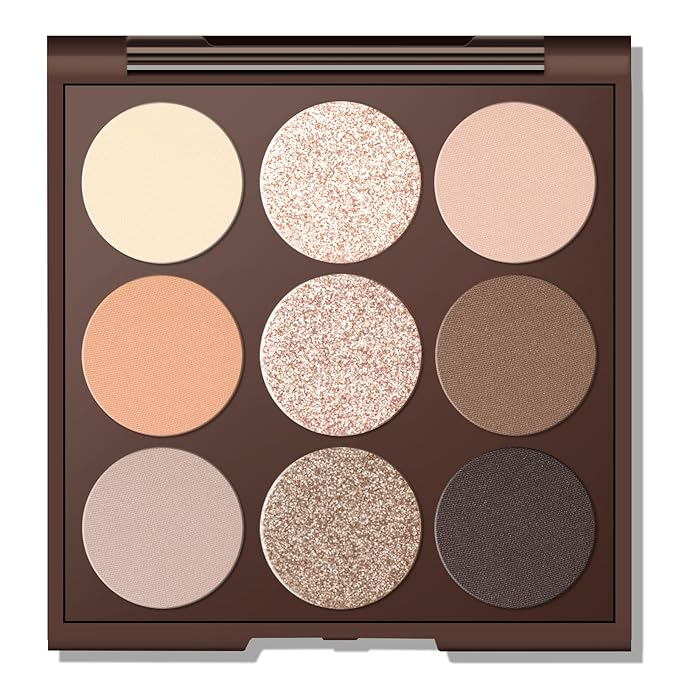 Neutral Eyeshadow palette, Nude eye shadow palette, High-Pigment eyeshadow makeup palette with Mirror, Long-lasting Wear, Vegan, Cruelty-free - 0.5oz