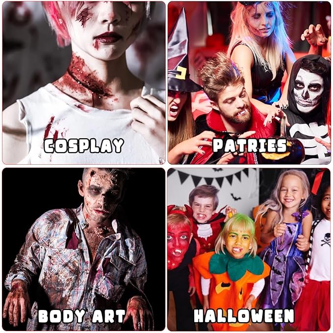 Bowitzki Halloween Makeup Palette 5 Colors Face Body Paint Oil Based with Brush for Zombie Skeleton Clown Witch Football Baseball Sports SFX Costume Cosplay Dress Up (Green)