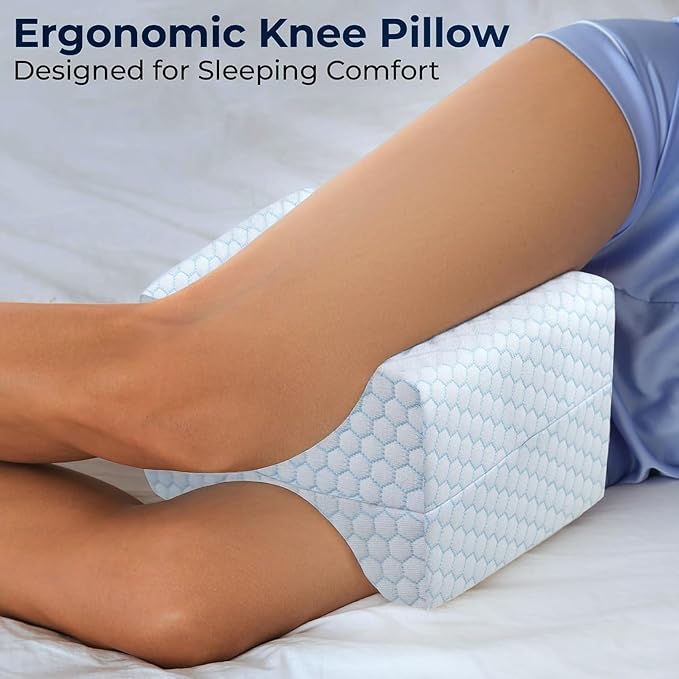 YSYZTXA Knee Pillow for Side Sleepers – Cooling Leg Support Pillow with Strap for Hip & Back Pain Relief – Comfortable Sleep Aid for Better Alignment