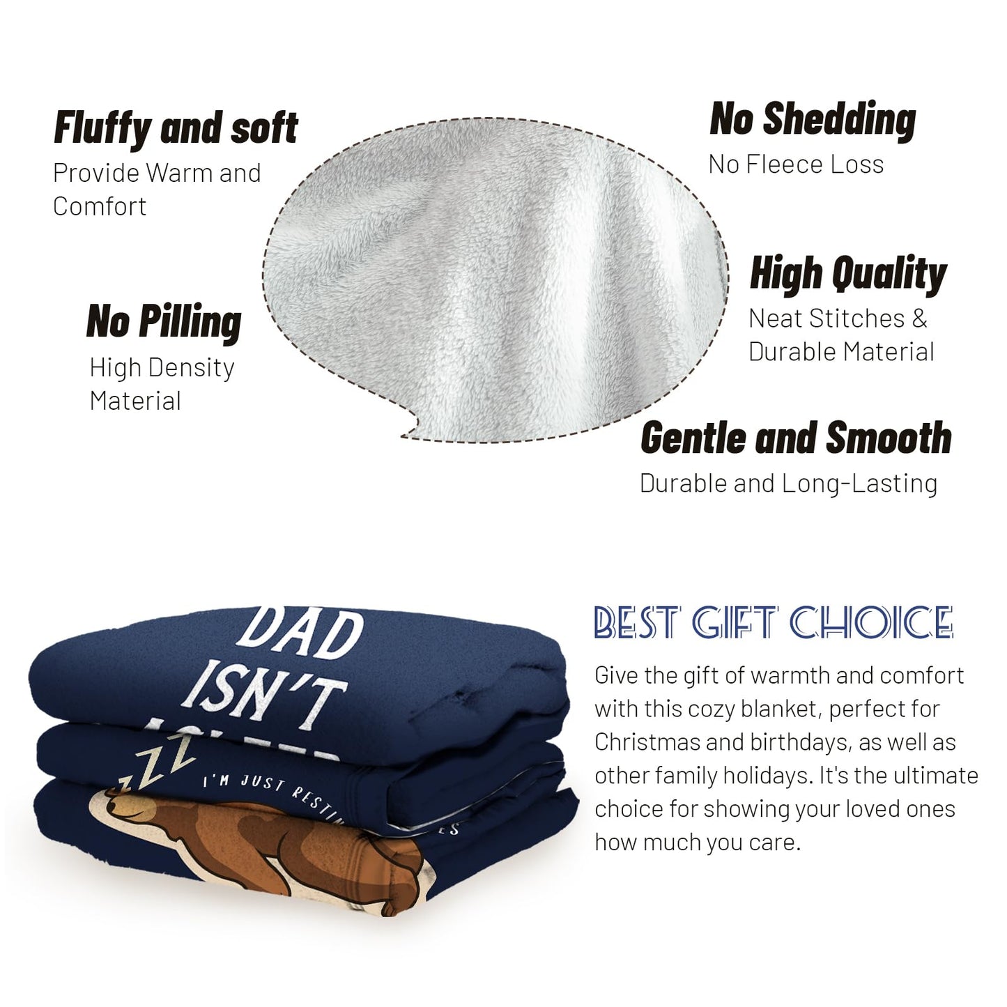 Funny Dad Birthday Gifts, Dad Blanket, Dads Gifts from Daughter Son, Blue Flannel Throw Blanket for Daddy 50" X 60"