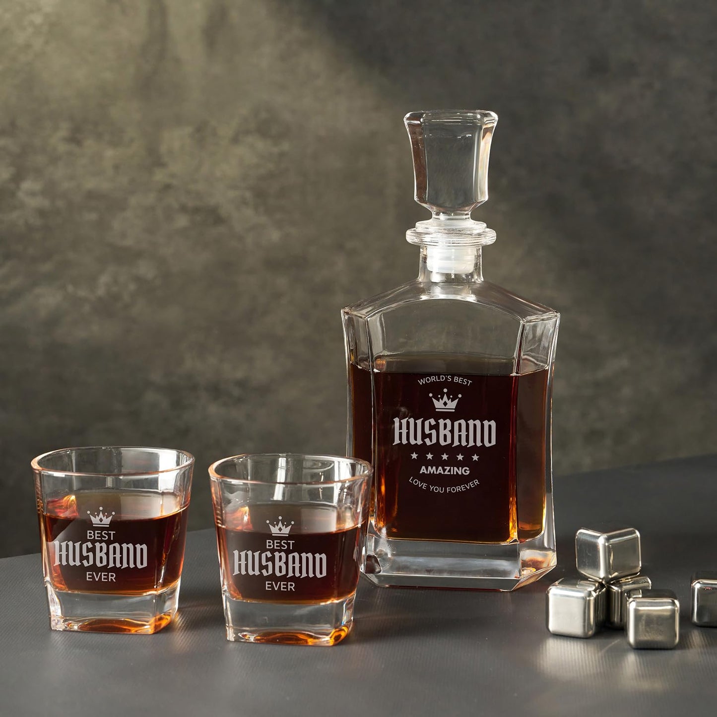 AW BRIDAL Husband Gifts Birthday Anniversary Wedding Gifts for Husband Him Men - World's Best Husband Wine Gift Set Whiskey Glasses Gift for Husband