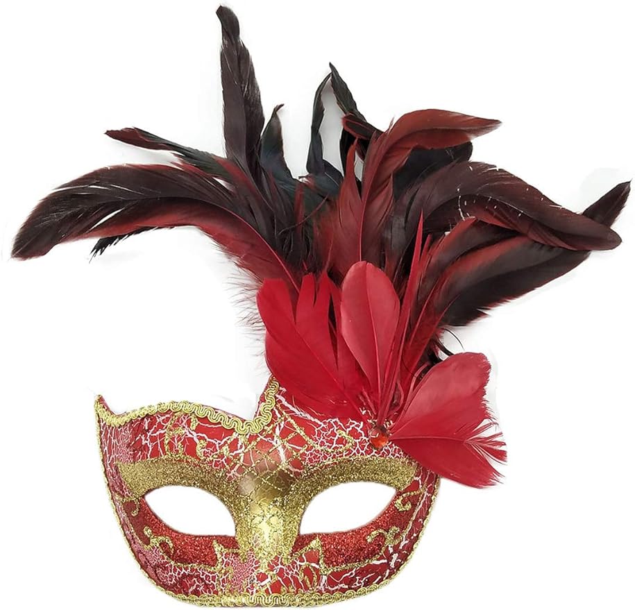 Costume Mask Feather Masquerade Mask Halloween Mardi Gras Cosplay Party Masque