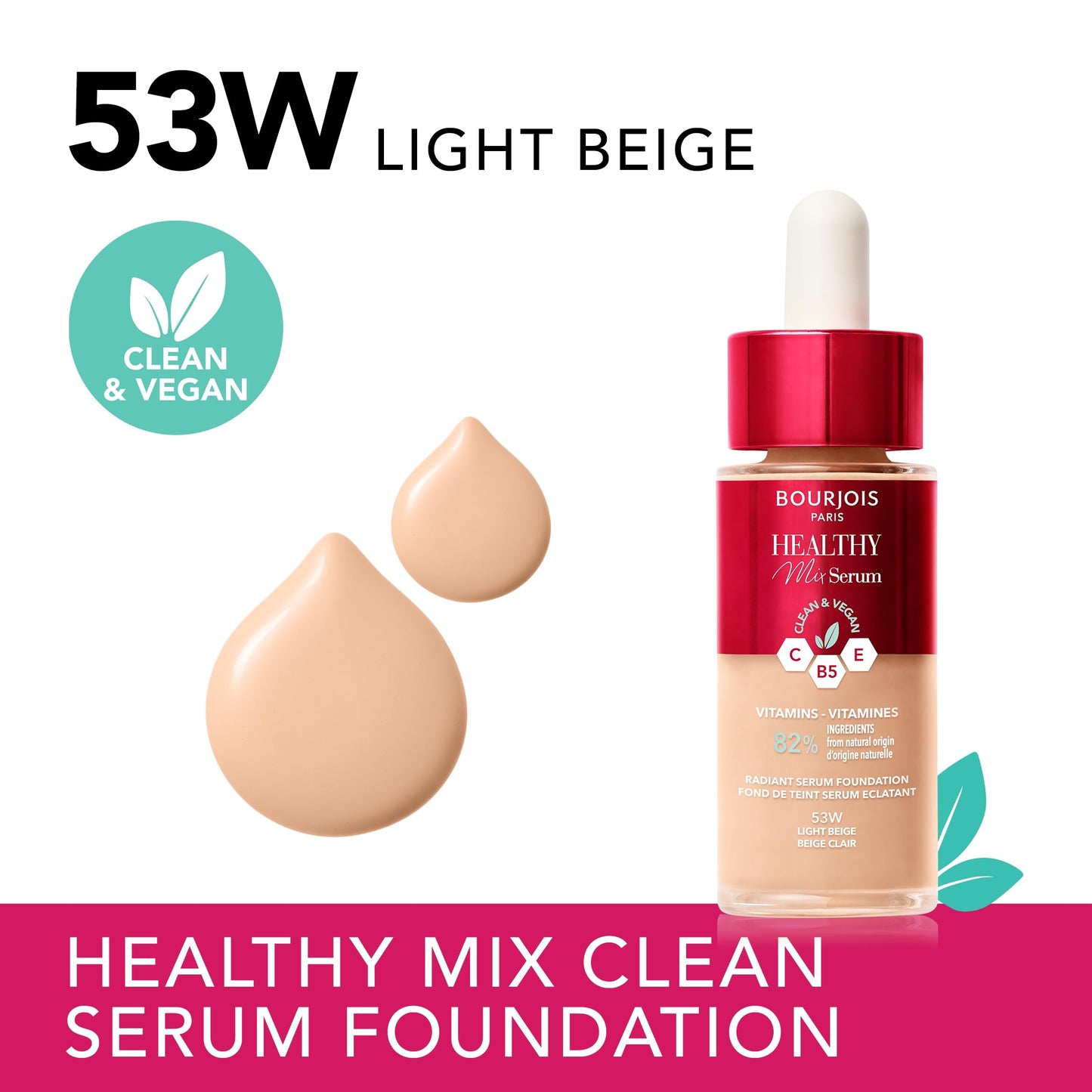 Bourjois Fond de Teint Healthy Mix Serum Foundation for a natural look (53W Light Beige)