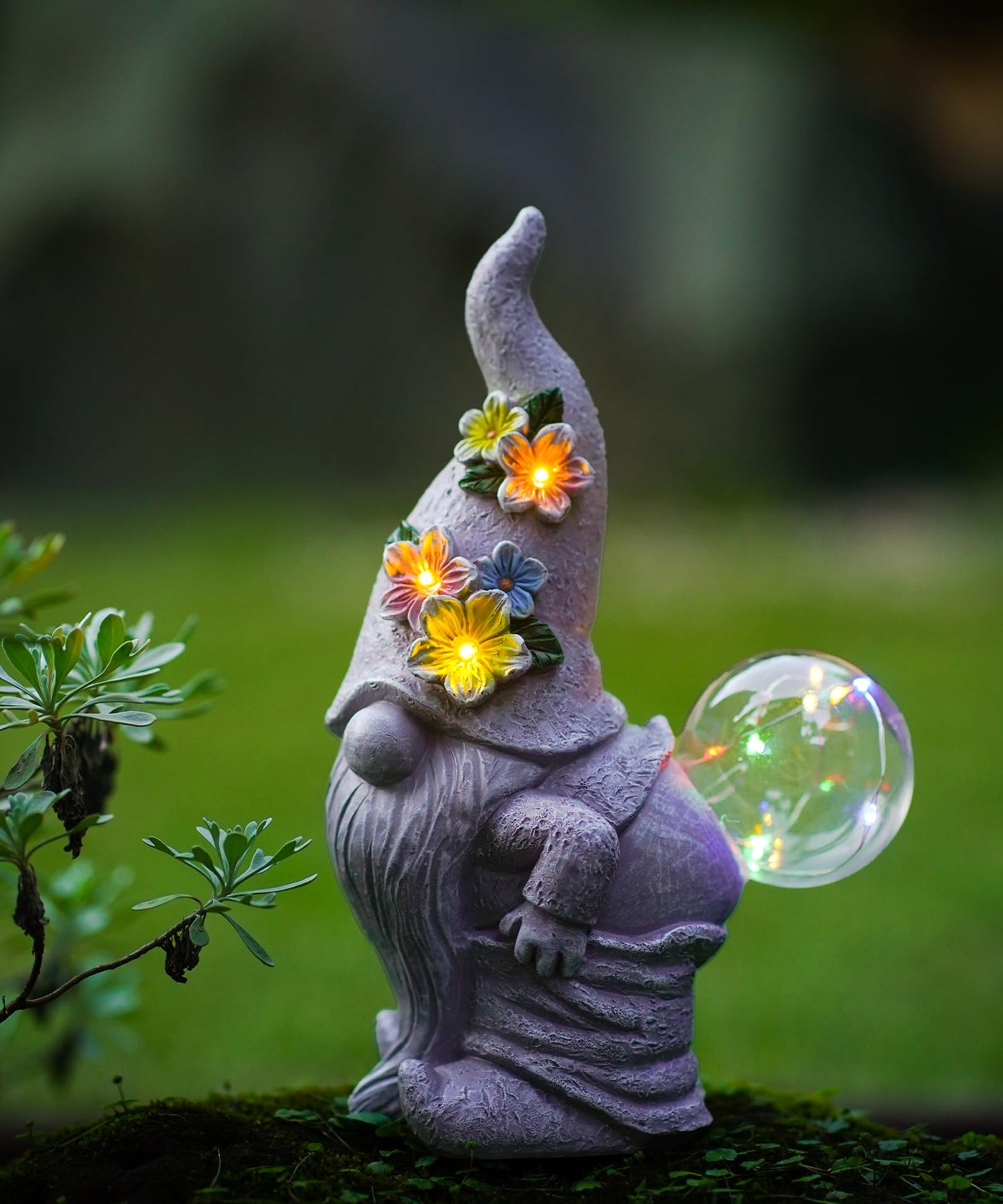 Acgarten Funny Garden Gnome Statue with Solar Lights, Outdoor Sculpture Decor for Home Yard Lawn Porch Balcony Patio,Gardening Gifts for Women Mom Grandma
