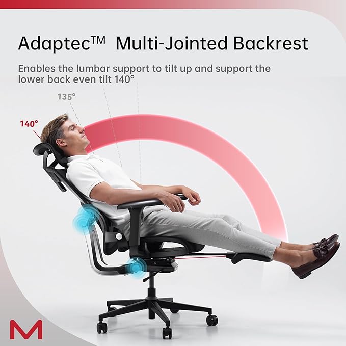 Ergonomic Mesh Office Chair with Footrest, Home Office Executive Chair with Lumbar Support, Ergonomic Computer Gaming Chair with Tilt Lock,Backrest, Home Desk Chair with High Back(Black)
