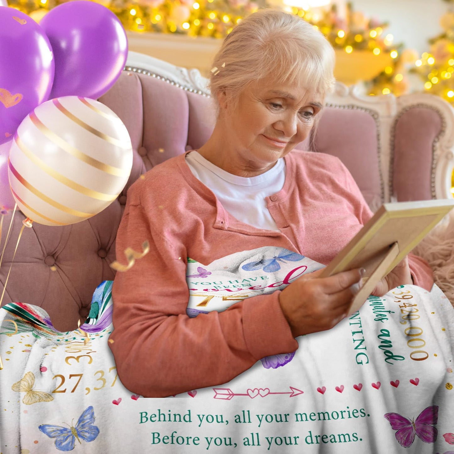 Sbangtu 75th Birthday Gifts for Women, Gifts for 75 Year Old Woman, 75 Year Old Birthday Present for Women, 1950 Bday Present for Woman, 75th Bday Decorations for Female Throw Blanket 50"X60"