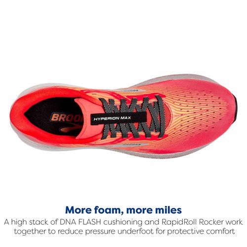 Brooks Men’s Hyperion Max Neutral Running Shoe - Fiery Coral/Orange Pop/Blue - 15 Medium