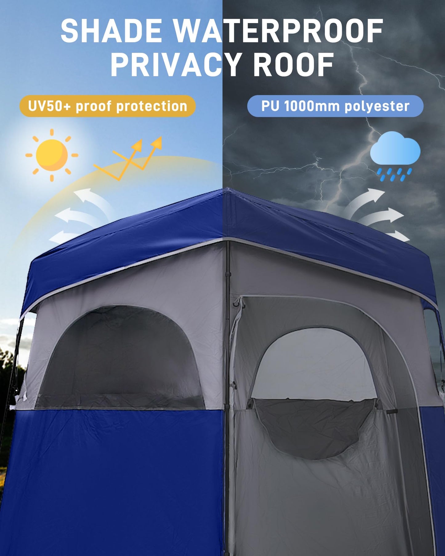 KingCamp Shower Tent, Portable Privacy Tent Outdoor Camping 1/2 Room Toilet Tents with Shower Bag & Dressing Room for Travel Beach Tailgate