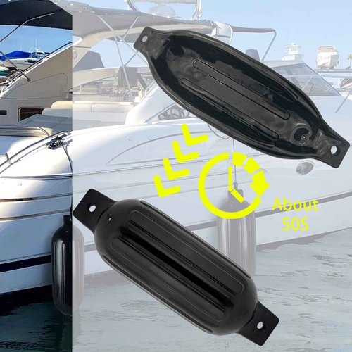 ISURE MARINE 4 Pack Boat Fender Marine Bumper Covers (Black, 6.5 x 23 inches)